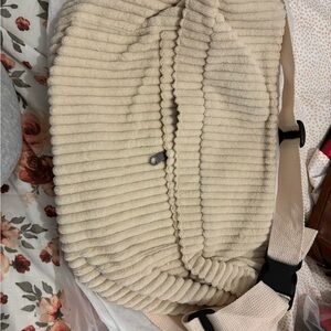 Neutral Cream Corduroy Crossbody Bag with Wide Adjustable Strap